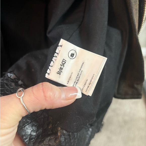 Doma Punched Scaled Textured Leather Jacket, Black - Picture 15 of 15